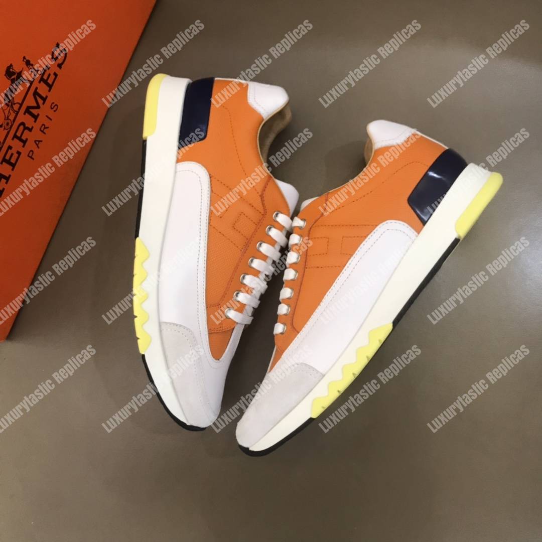 H**mes trail sneaker orange/white