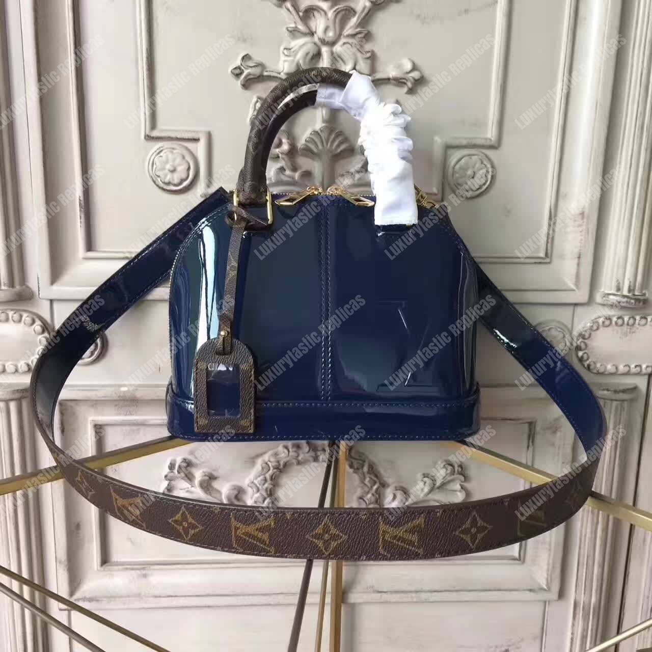 LV Alma BB Patent Leather Marine