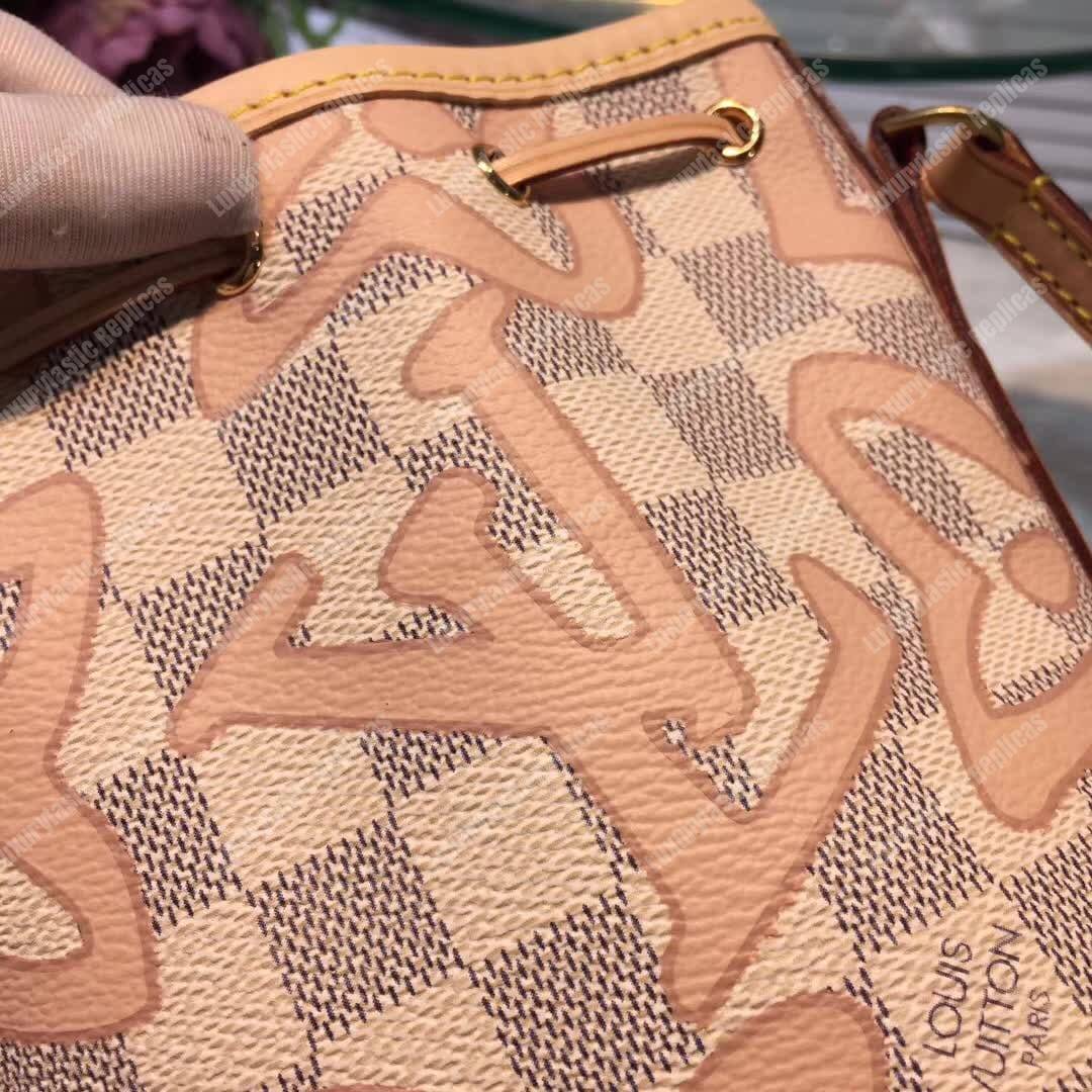 LV Nano Noe Shoulder Bag Damier Azur Canvas