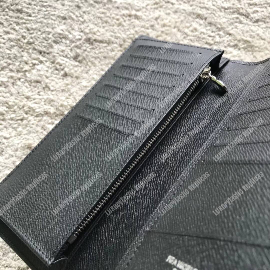 LV Brazza Wallet Epi Leather Hexagon Black