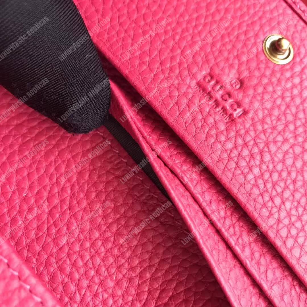 G*u*i gg leather card case with butterfly bright pink