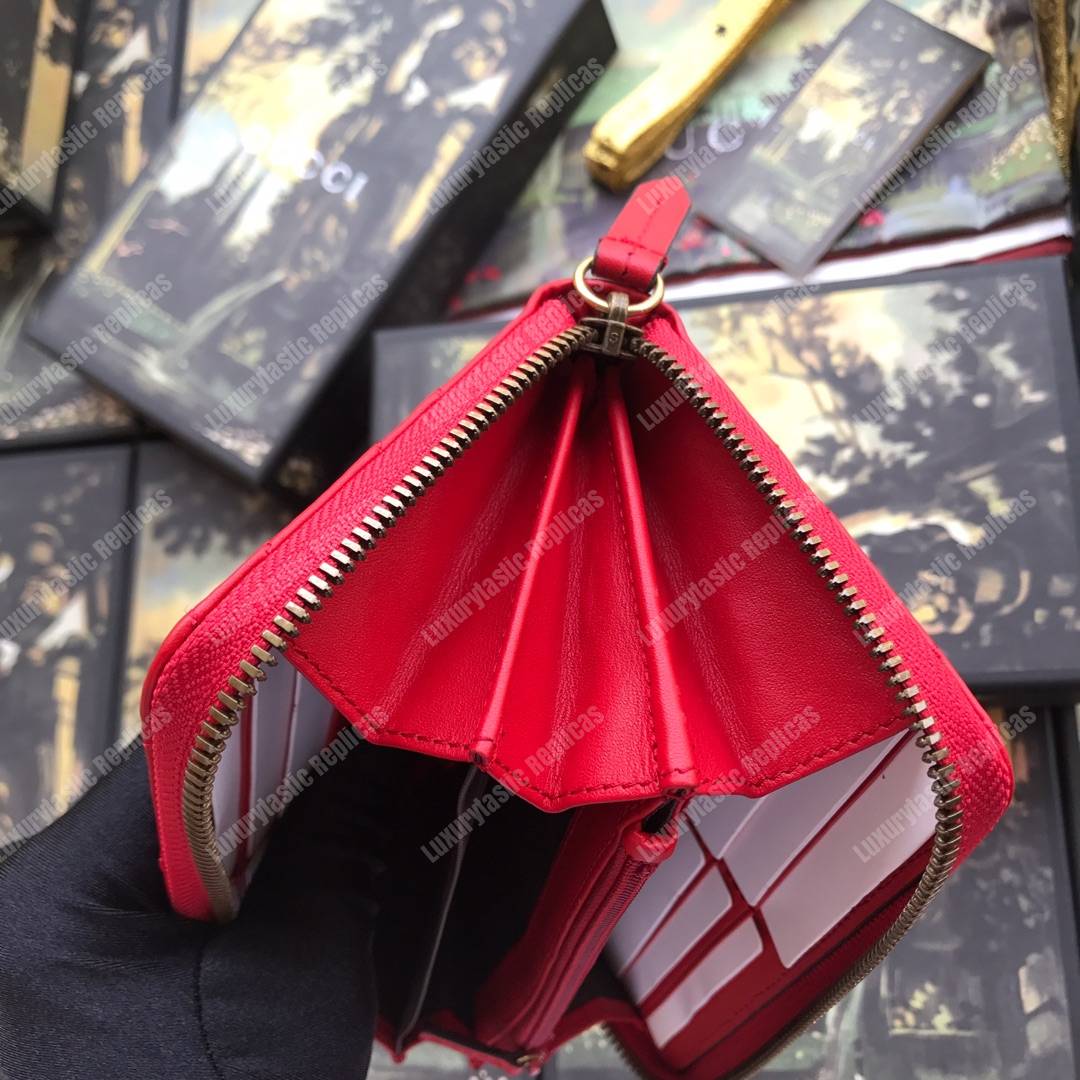 G*u*i gg marmont zip around wallet chevron red