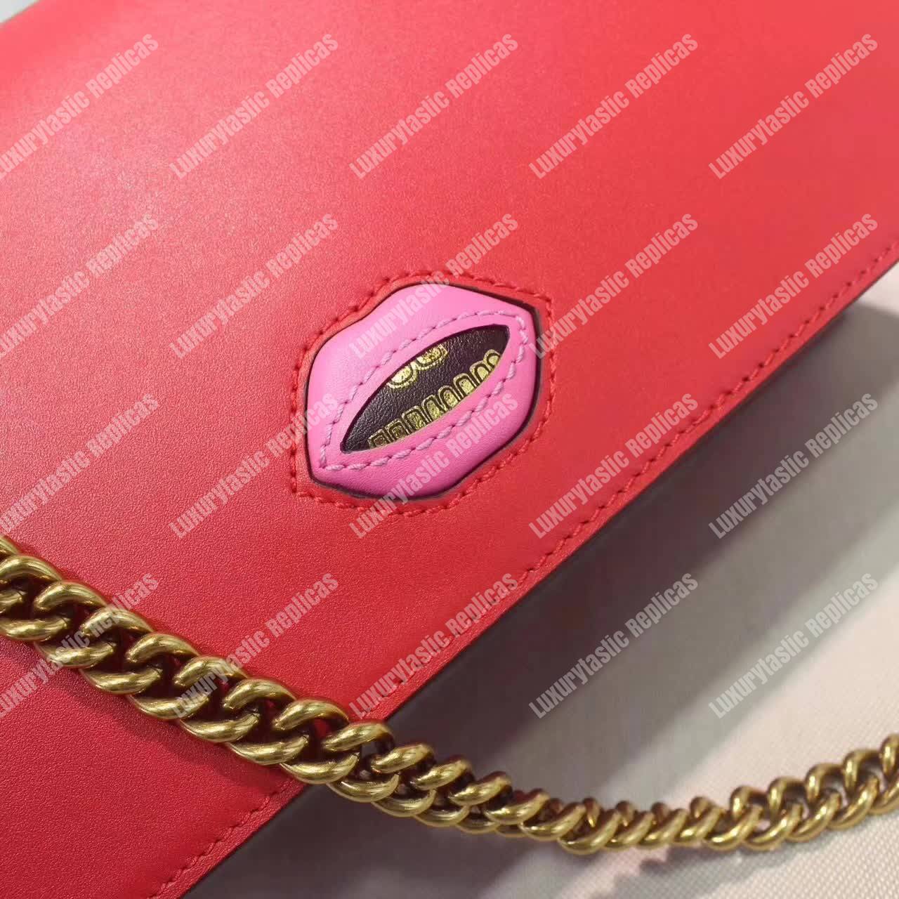 G*u*i gg marmont leather shoulder bag hearts red