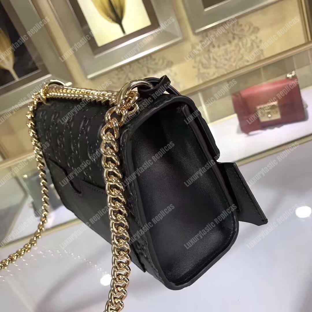 G*u*i padlock small signature shoulder bag black