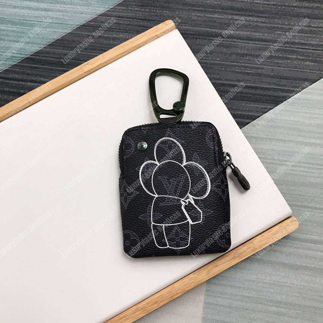 LV Zip Key Ring Monogram Vivienne Eclipse Black