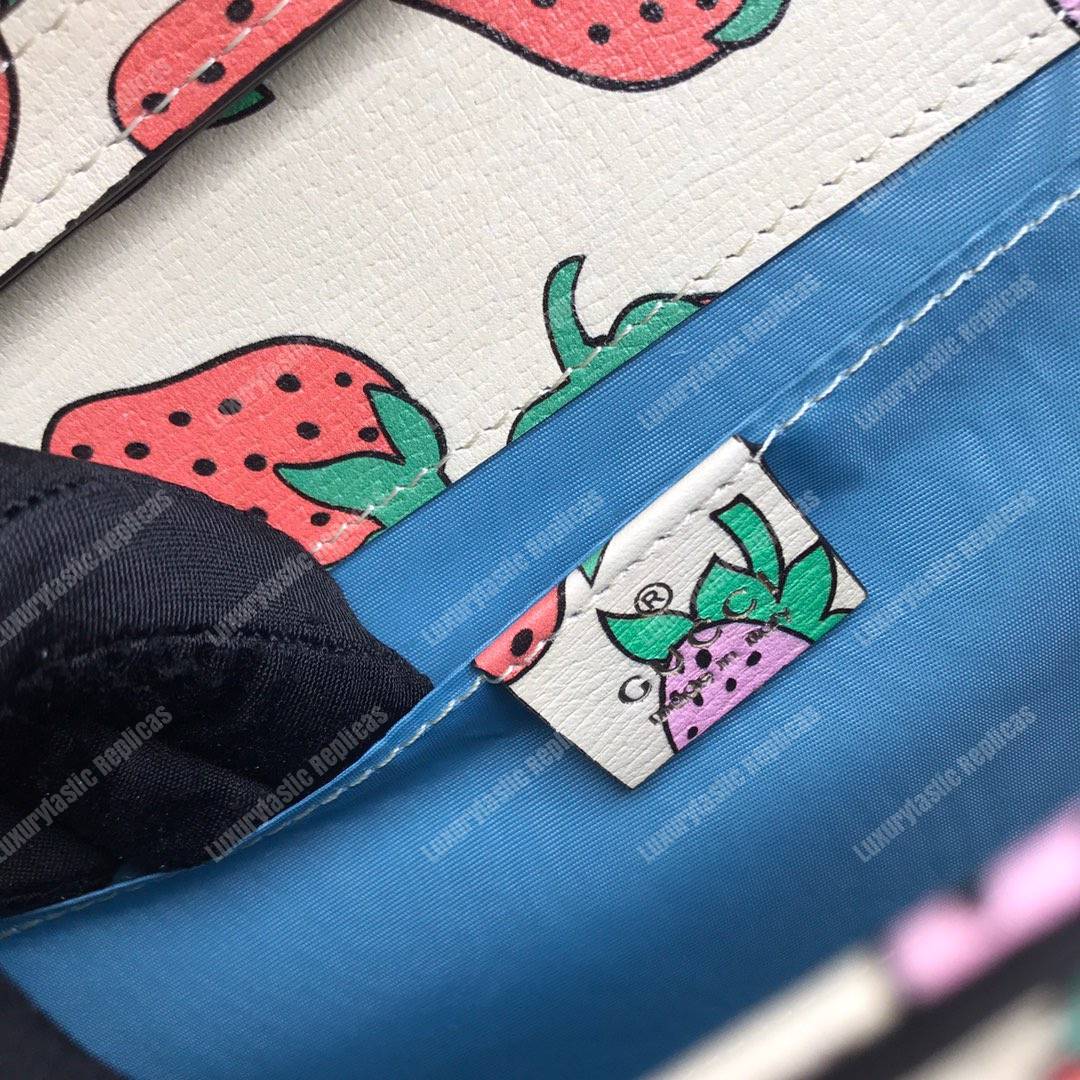 G*u*i zumi strawberry print smooth leather small shoulder bag