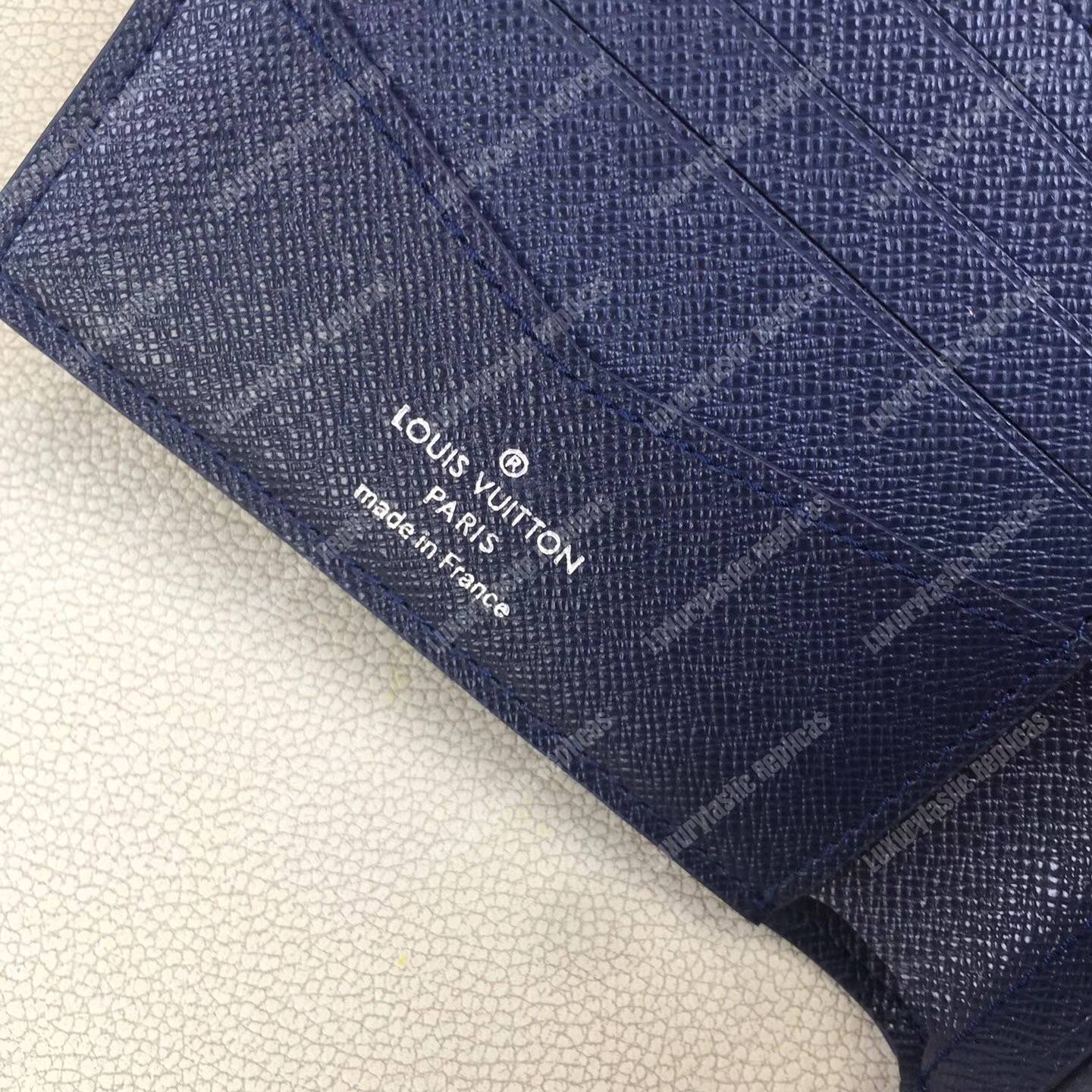 LV Slender ID Wallet Taiga Leather Bleu Marine