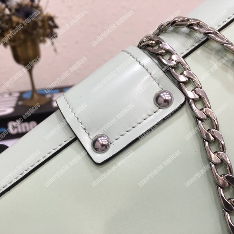 Pra*a cahier calf leather bag light green