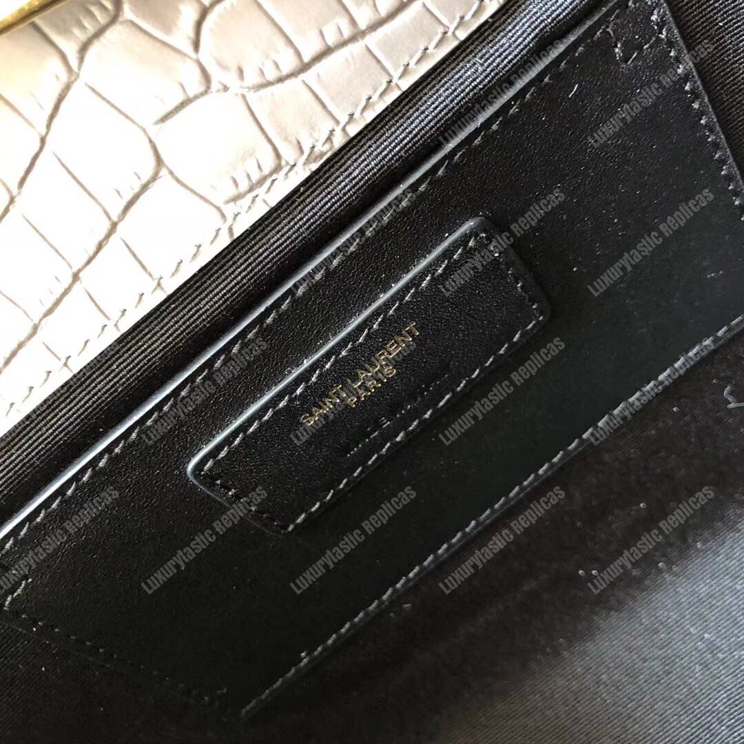 Saint Laurent Medium Kate Tassel Chain Bag Earth Grey Crocodile