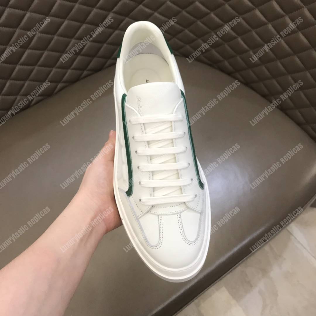 Salvatore Ferragamo Gancini Sneaker Shoe White/Green Lining