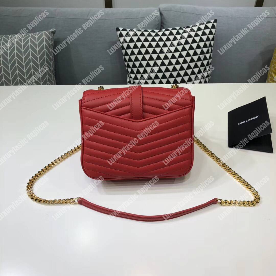 Saint Laurent Sulpice Small In Matelassé Leather Red