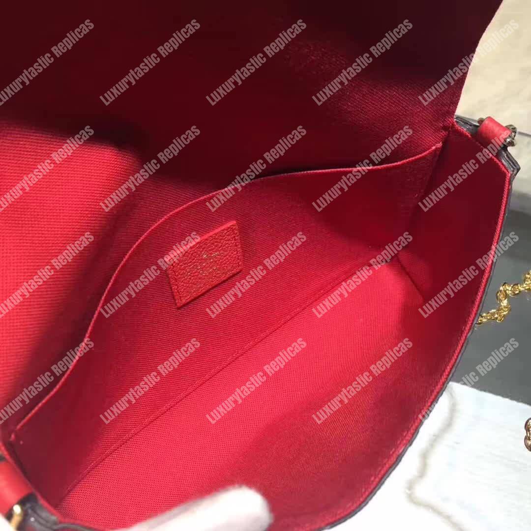 LV Pochette Felicie Bag Monogram Leather Cerise