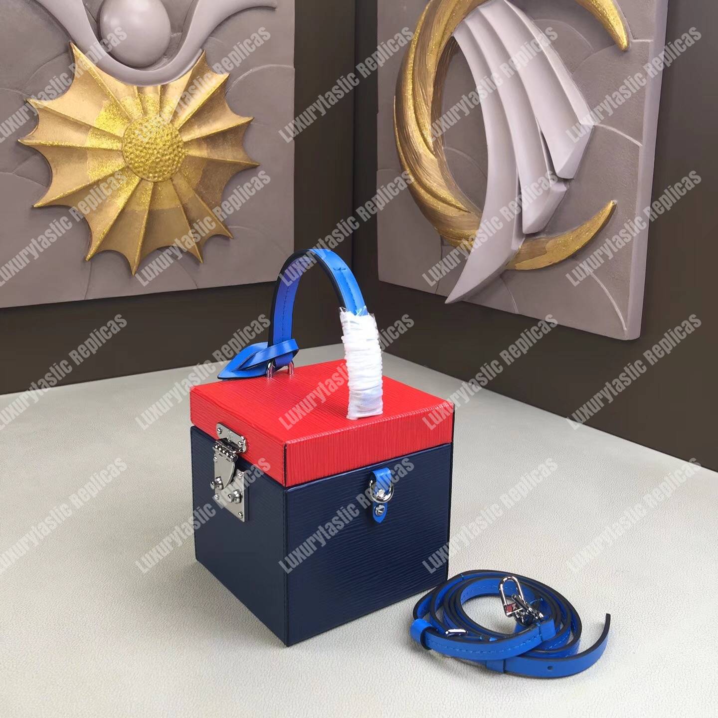 LV Bleecker Box Epi Leather Indigo Coquelicot