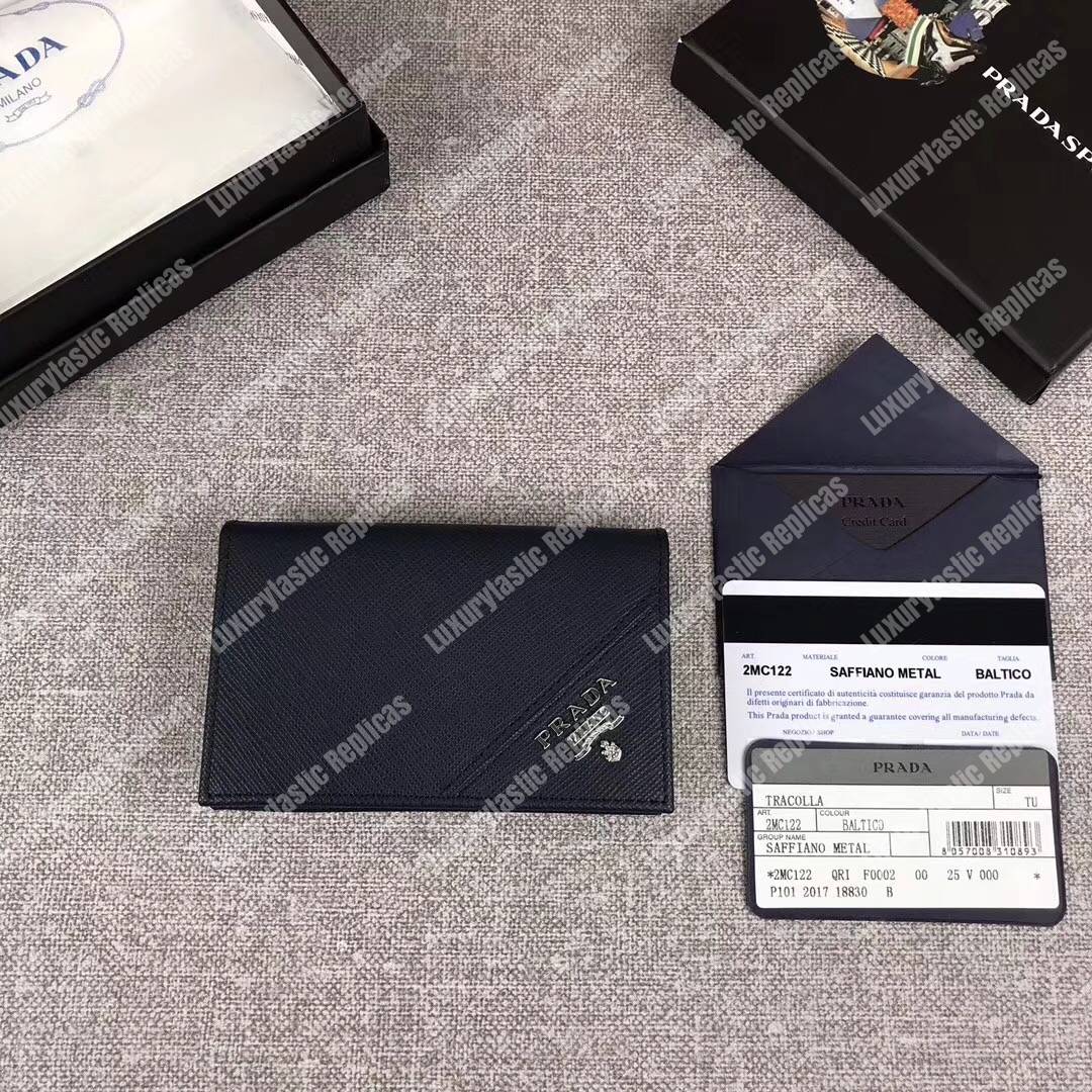 Pra*a saffiano leather card holder black