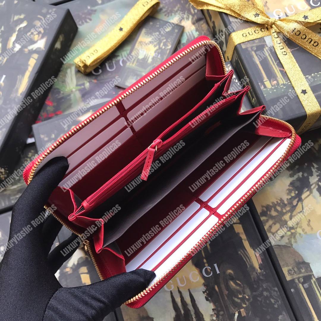 G*u*i gg blue blooms sup*e zip around wallet antique rose