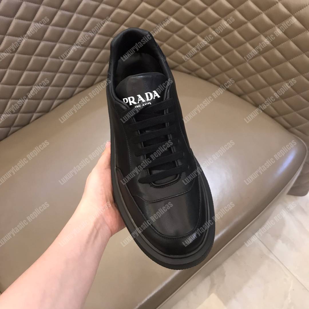 Pra*a leather sneakers black/black sole