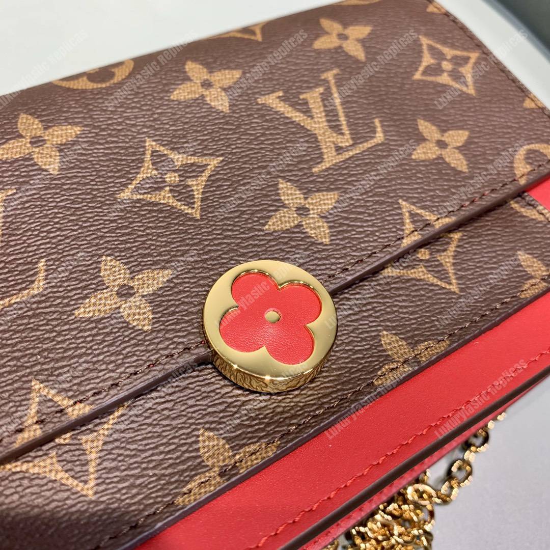 LV Flore Chain Wallet Cherry