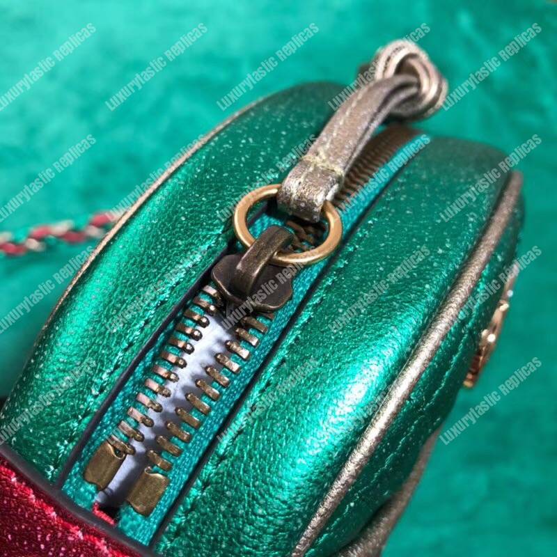 G*u*i laminated leather mini bag red and green