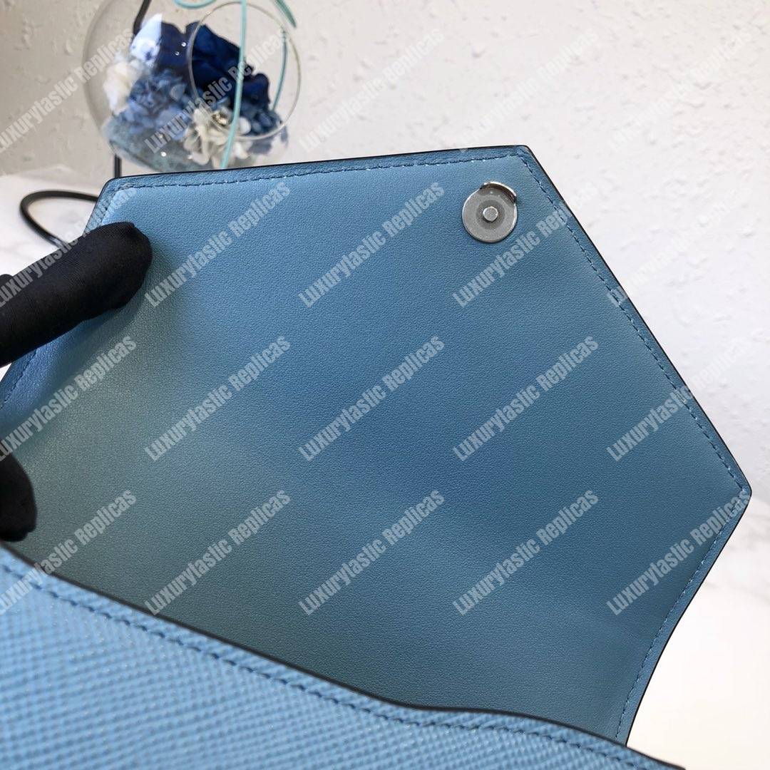 Pra*a monochrome saffiano leather bag light blue