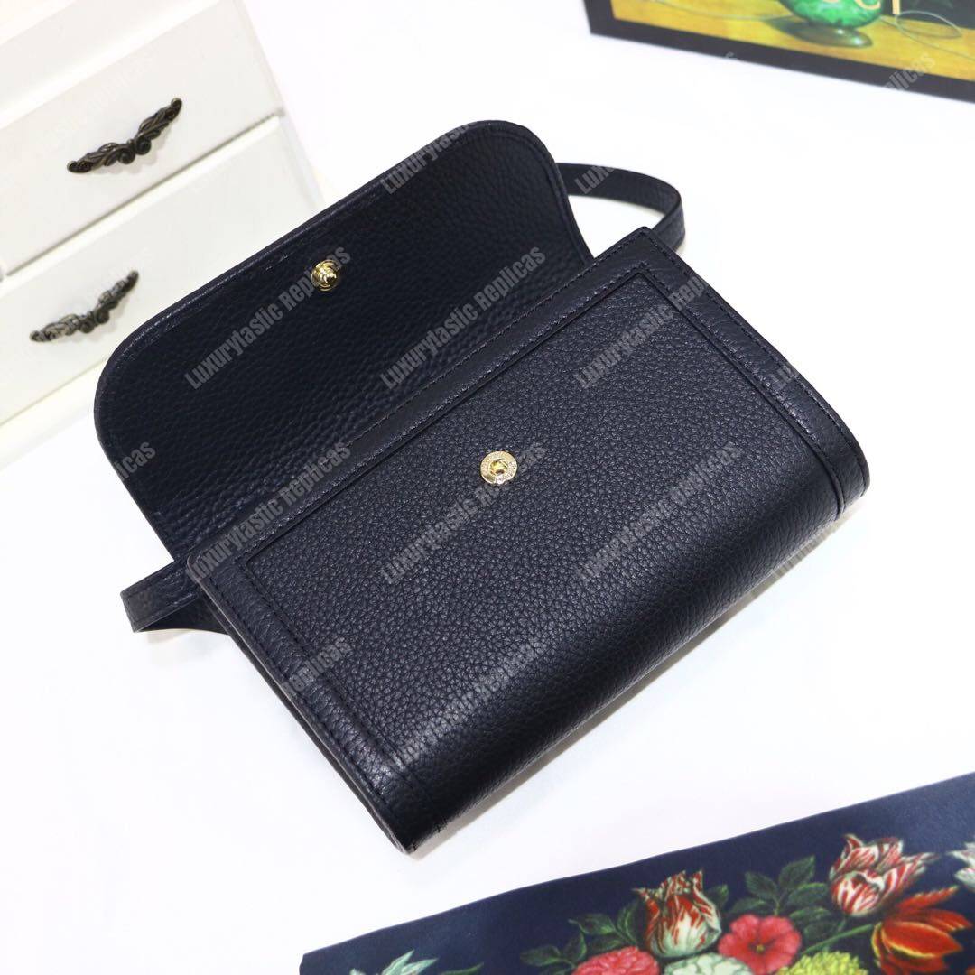 G*u*i gg calfskin mini shoulder flap bag black