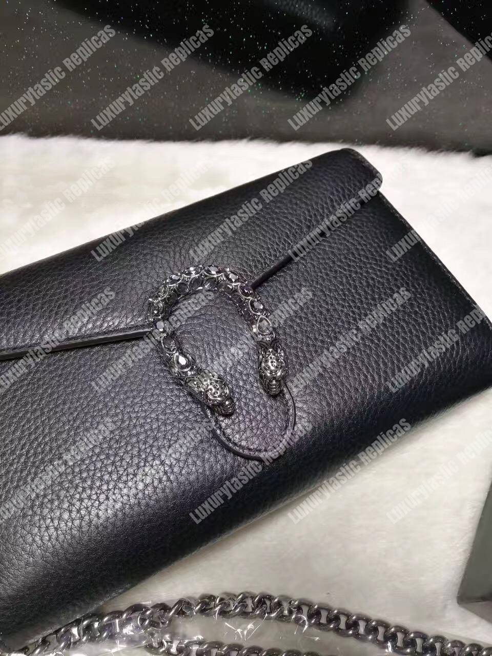 G*u*i dionysus gg sup*e mini leather chain bag black
