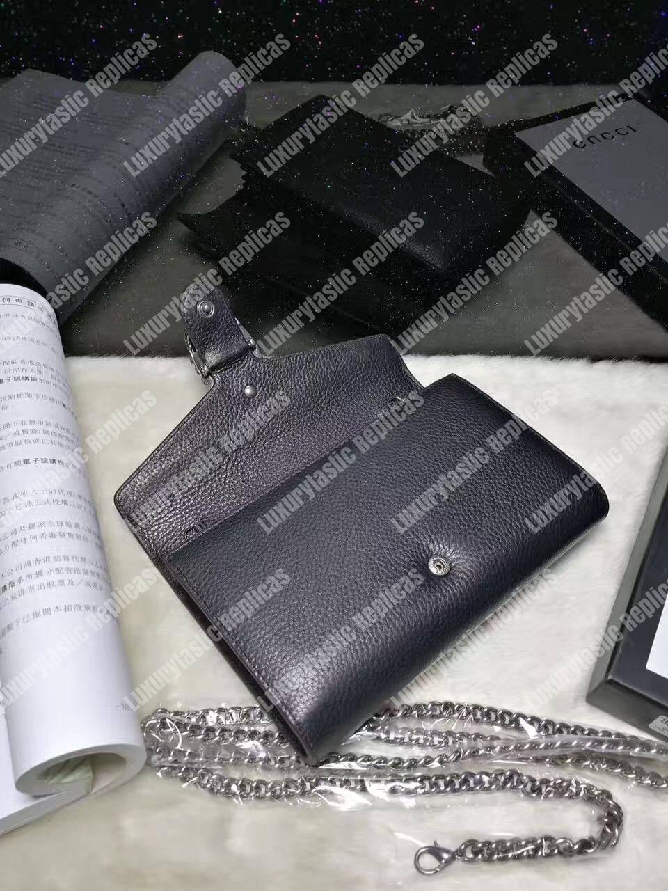 G*u*i dionysus gg sup*e mini leather chain bag black