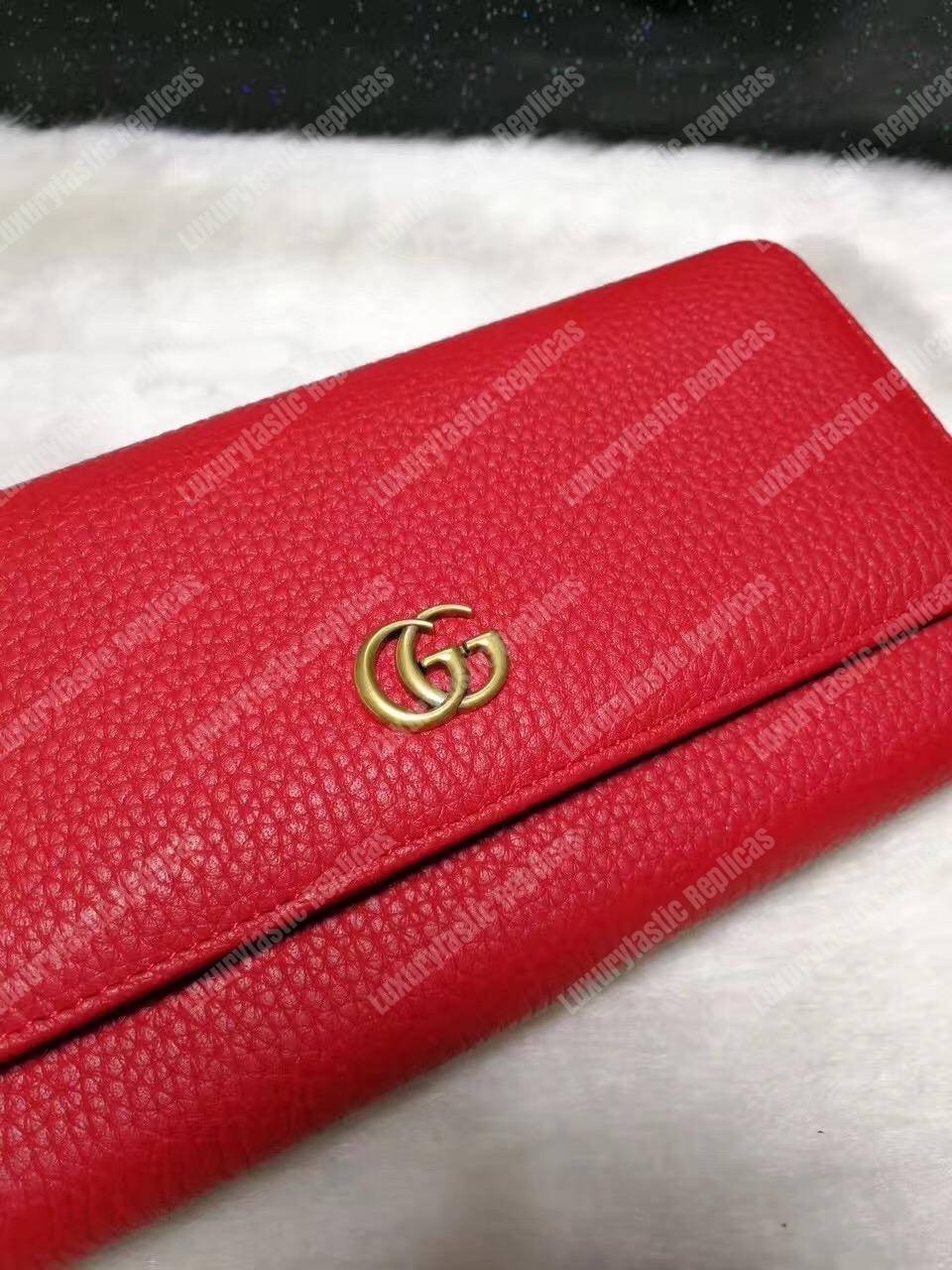 G*u*i gg leather continental wallet hibiscus red
