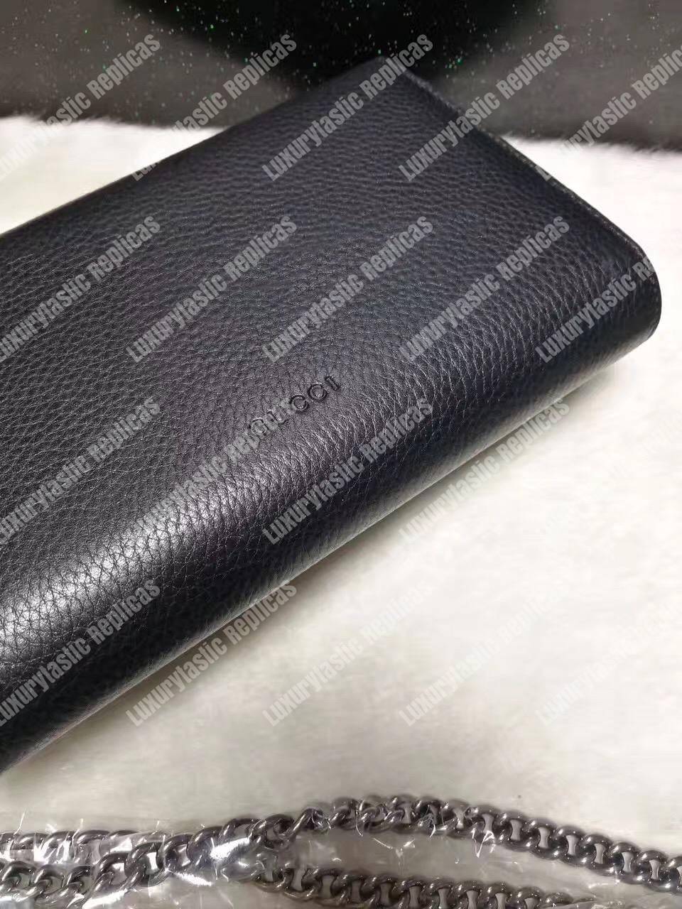 G*u*i dionysus gg sup*e mini leather chain bag black