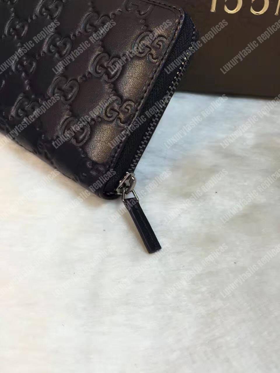 G*u*i gg signature offset web zip around wallet black