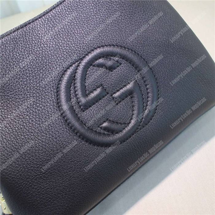 G*u*i soho leather chain strap shoulder bag black