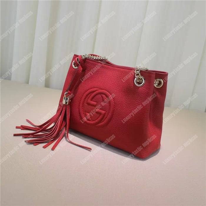 G*u*i soho leather chain strap shoulder bag red