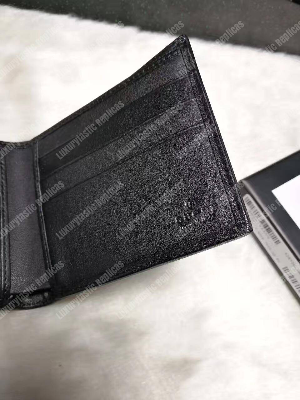 G*u*i black and grey gg sup*e canvas wallet