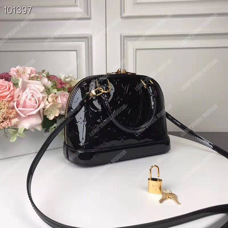 LV Alma BB Monogram Vernis Leather Noir