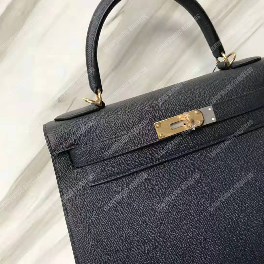 H**mes kelly 28 epsom black gold-toned hardware replica
