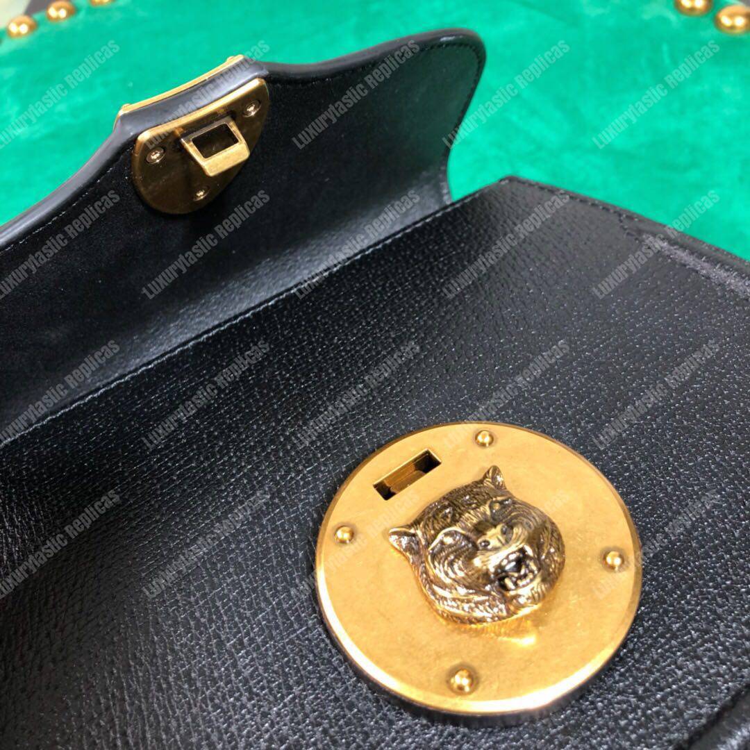 G*u*i crossbody animalier saddle bag black leather