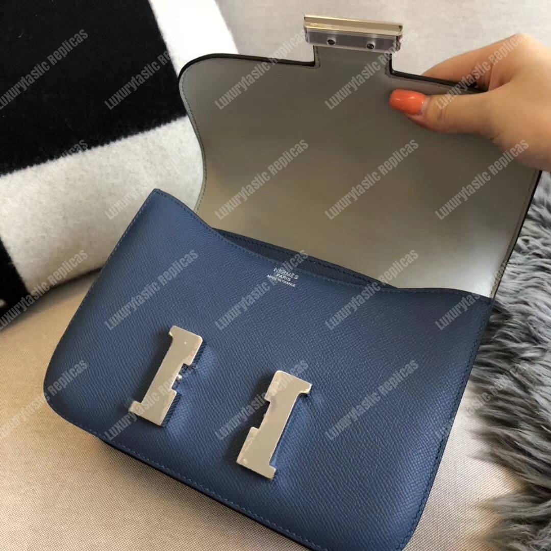 H**mes constance 18 bag epsom blue agate swift gris moutte palladium hardware