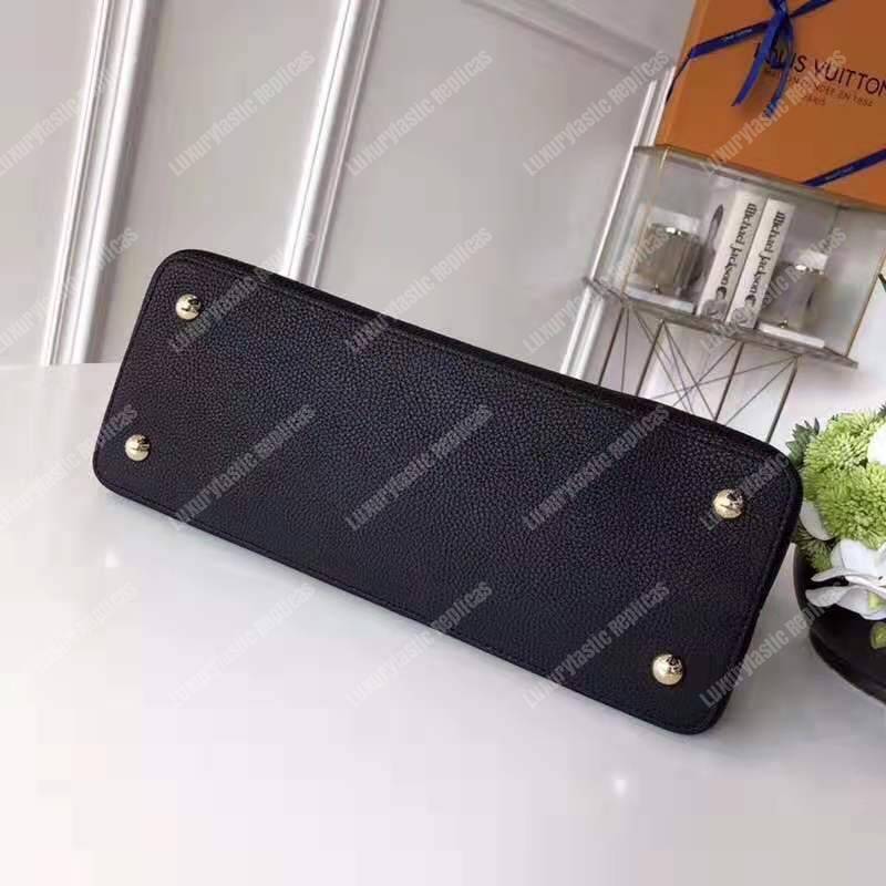 LV Capucines MM Taurillon Leather Noir Electric