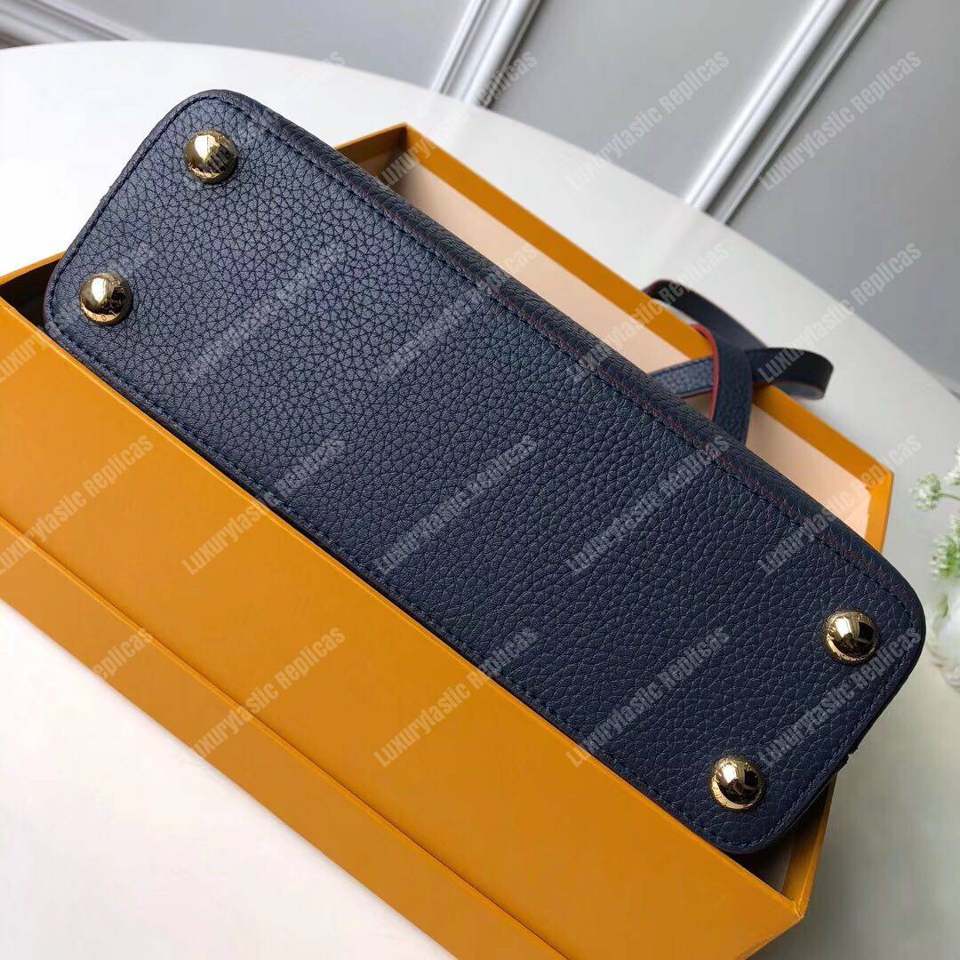 LV Capucines BB Taurillon Marine Rouge