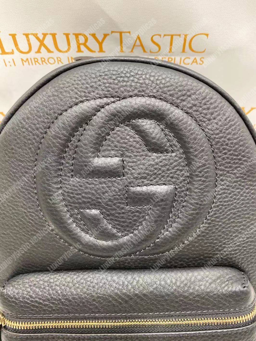 G*u*i soho leather chain backpack black