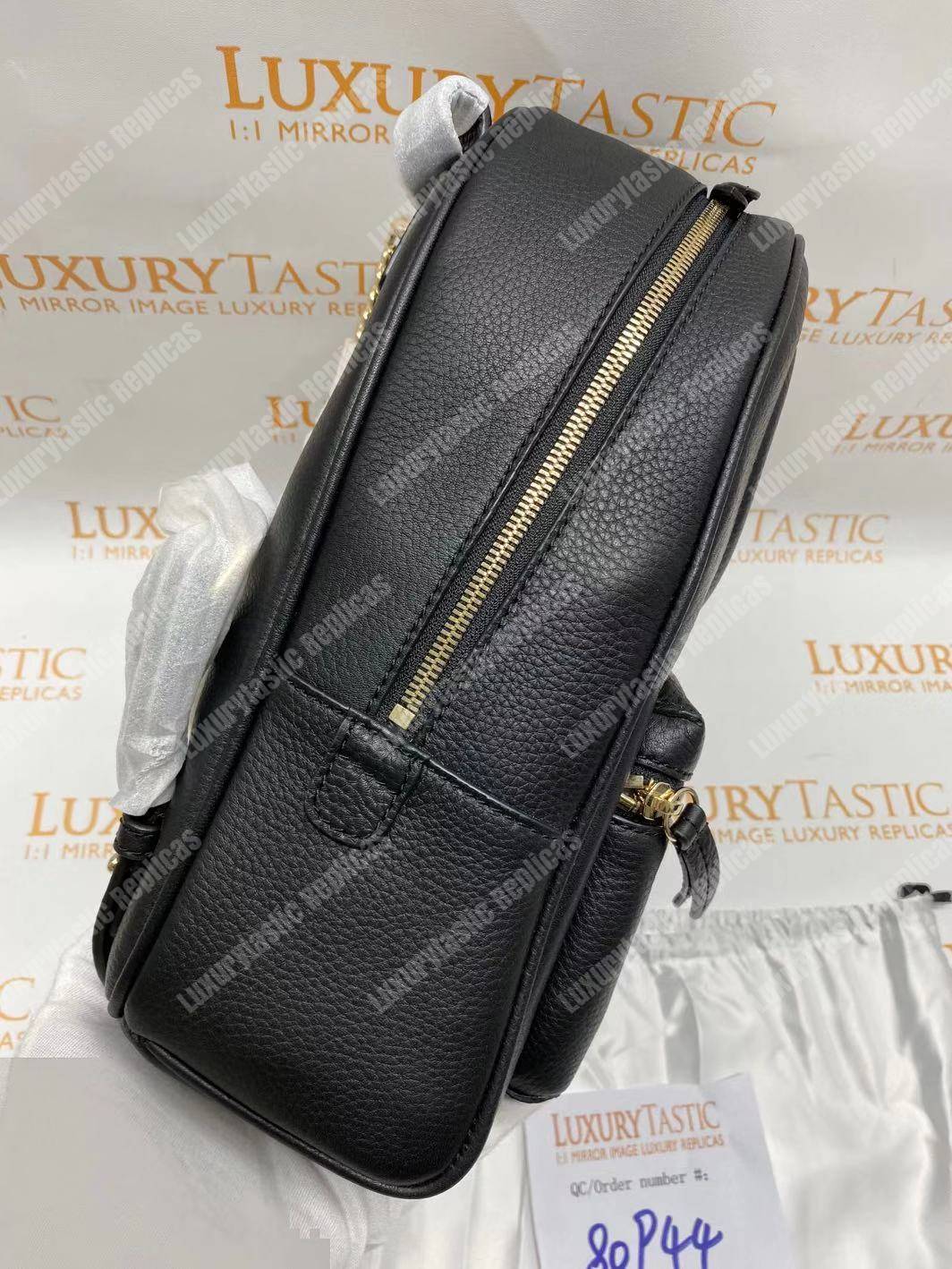 G*u*i soho leather chain backpack black