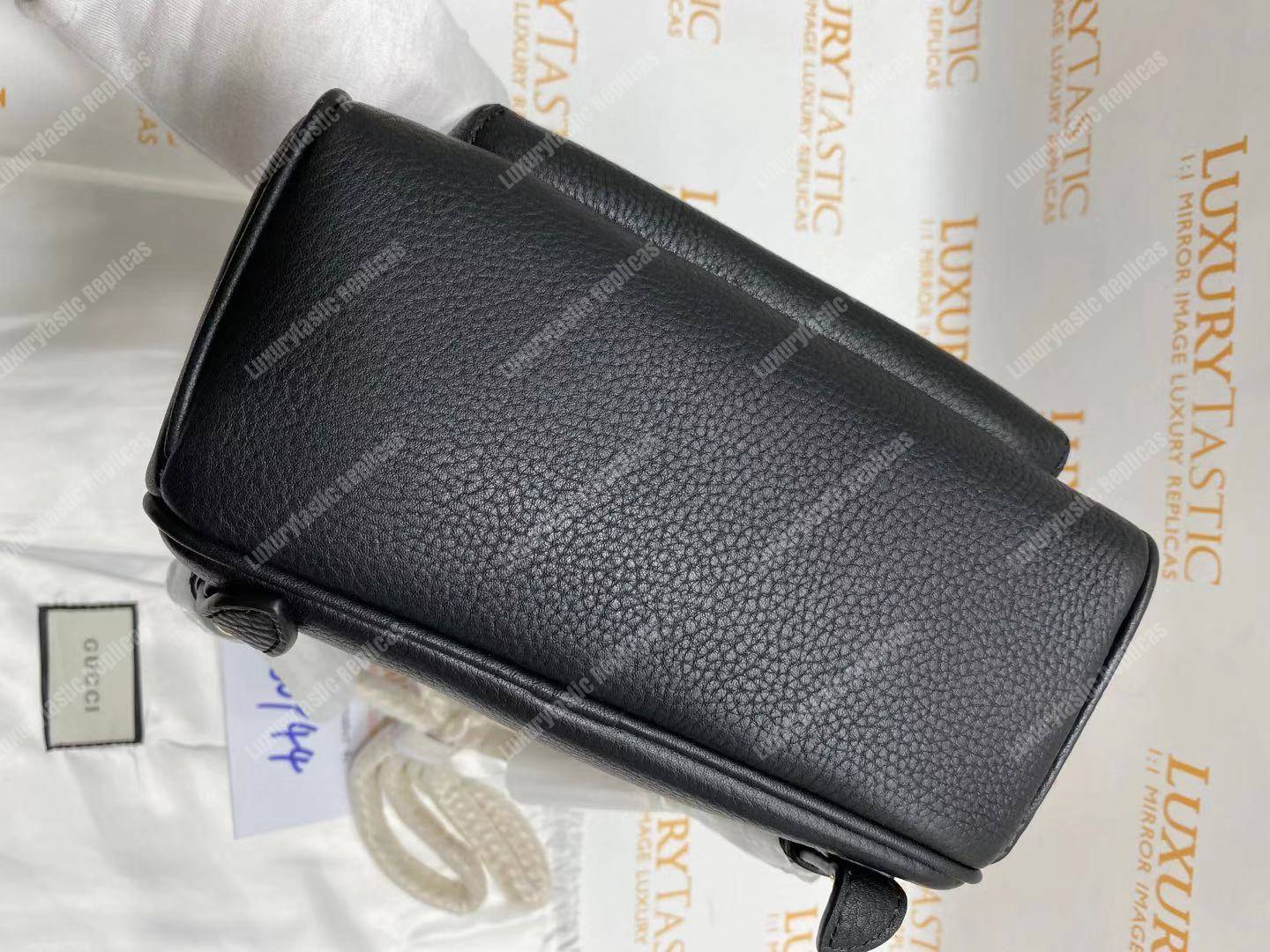 G*u*i soho leather chain backpack black