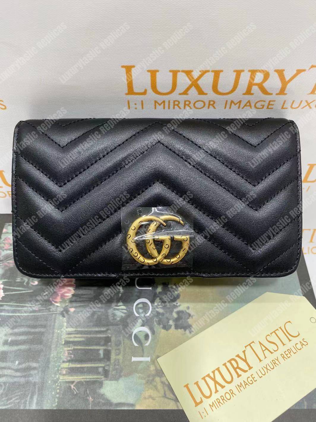 G*u*i gg marmont mini leather bag black