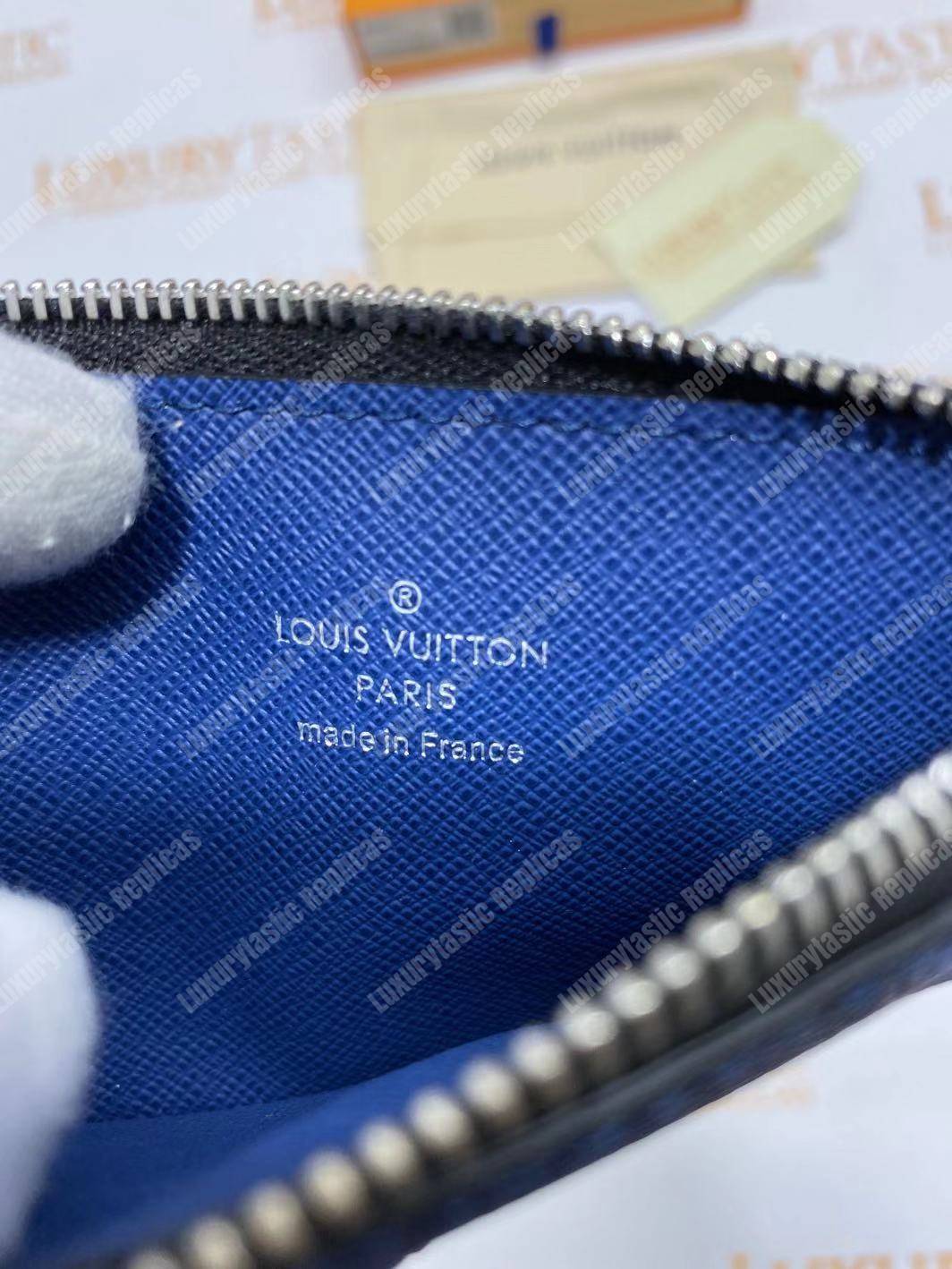 LV Coin Card Holder K45 Taiga Monogram Navy Blue