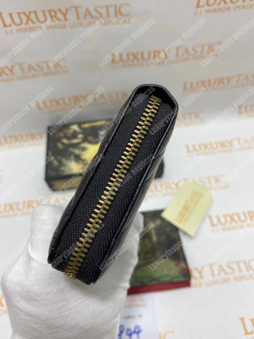 G*u*i gg marmont zip around wallet chevron black