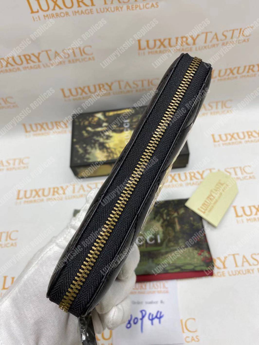 G*u*i gg marmont zip around wallet chevron black