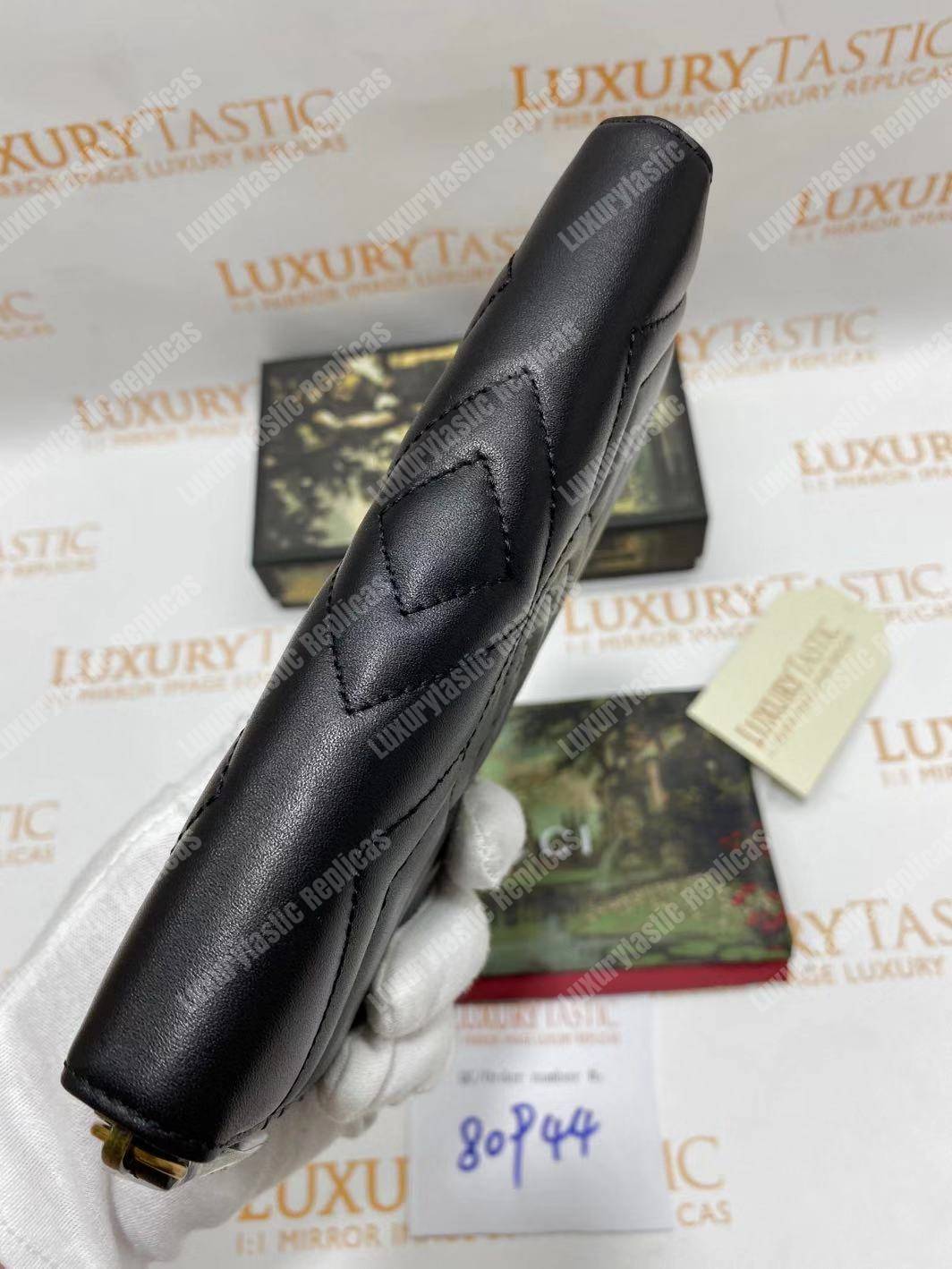 G*u*i gg marmont zip around wallet chevron black