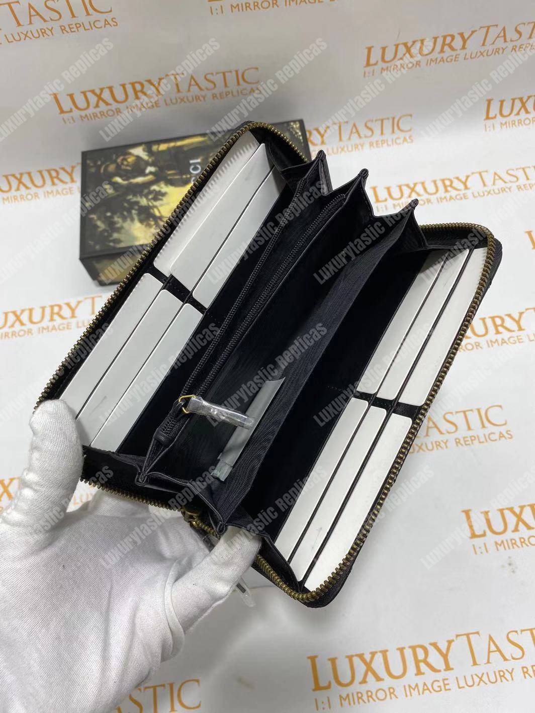 G*u*i gg marmont zip around wallet chevron black