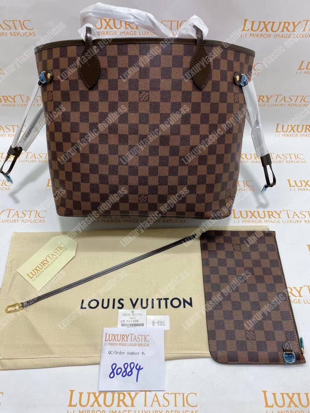 LV Neverfull MM Damier Ebene Cherise
