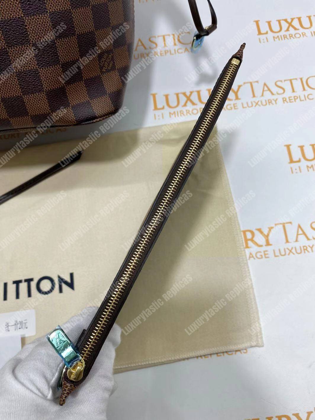 LV Neverfull MM Damier Ebene Cherise