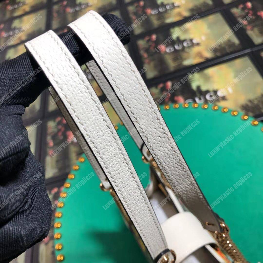 G*u*i padlock small shoulder bag white flora